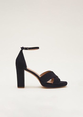 Phase Eight Navy Suede Platform Heels Navy Australia | VB2819657